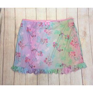 DOLLS KILLS SUGAR THRILLZ Women's Butterfly Mini Skirt Lace Trim Bow Size 1X